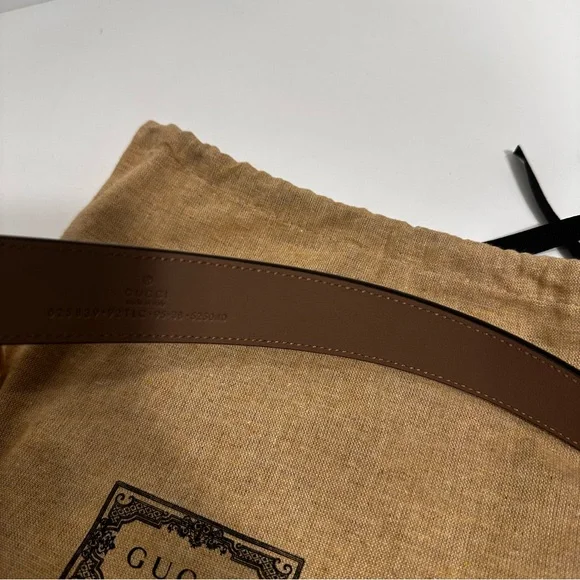 Gucci Taupe Belt with Gold Buckle - Picture 8 of 9